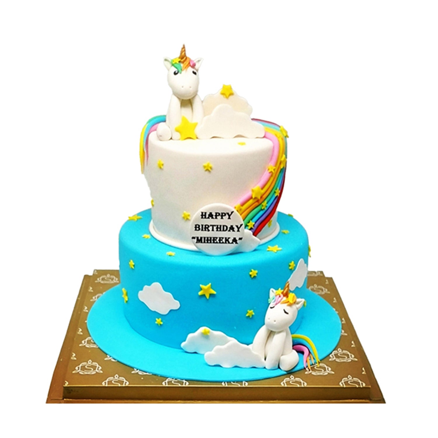 2 Tier Unicorn Rainbow Cake