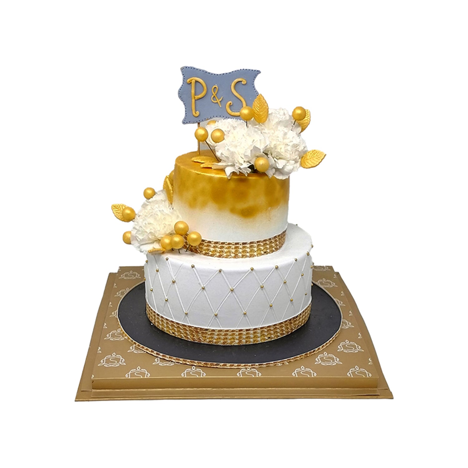 Golden White Floral Cake