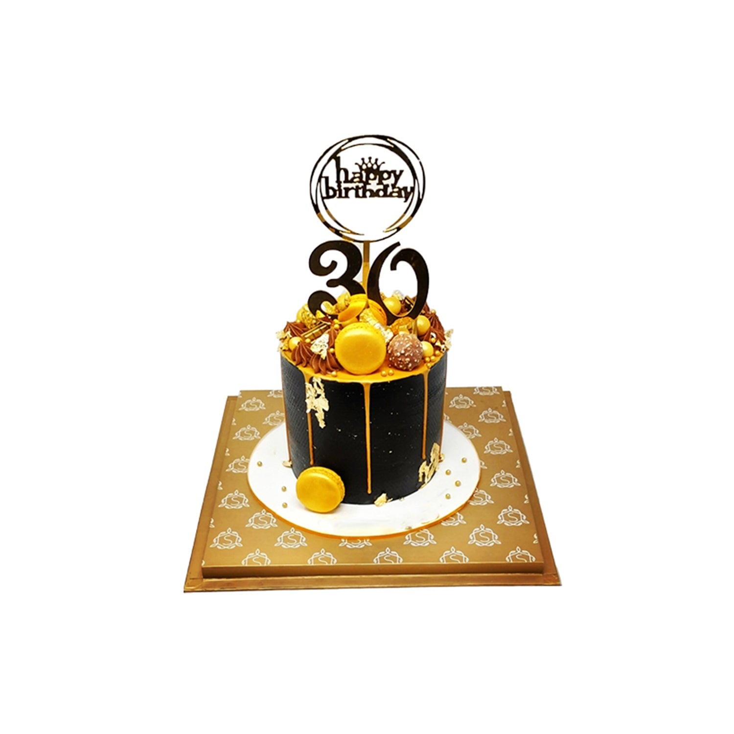 Gold & Black Drip Cake