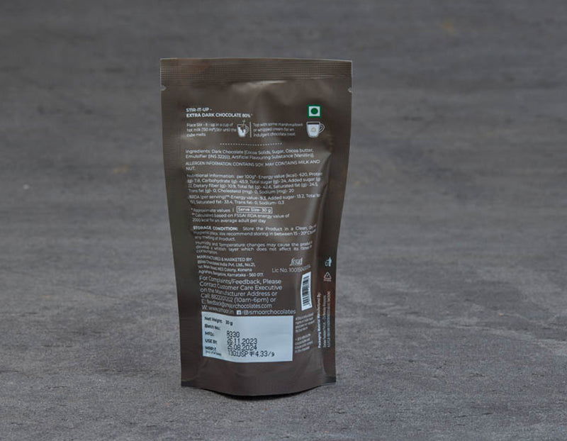 HOT CHOCOLATE 80% Extra DARK - STIR IT UP - Smoor