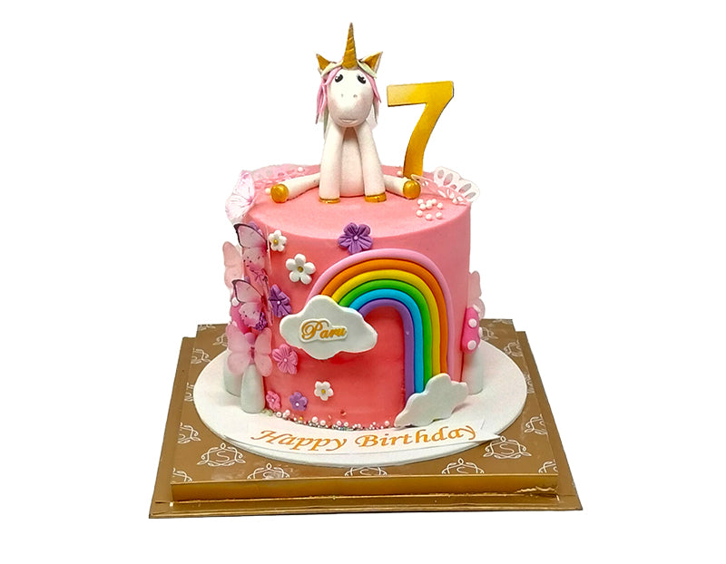 Pink Rainbow Unicorn Cake