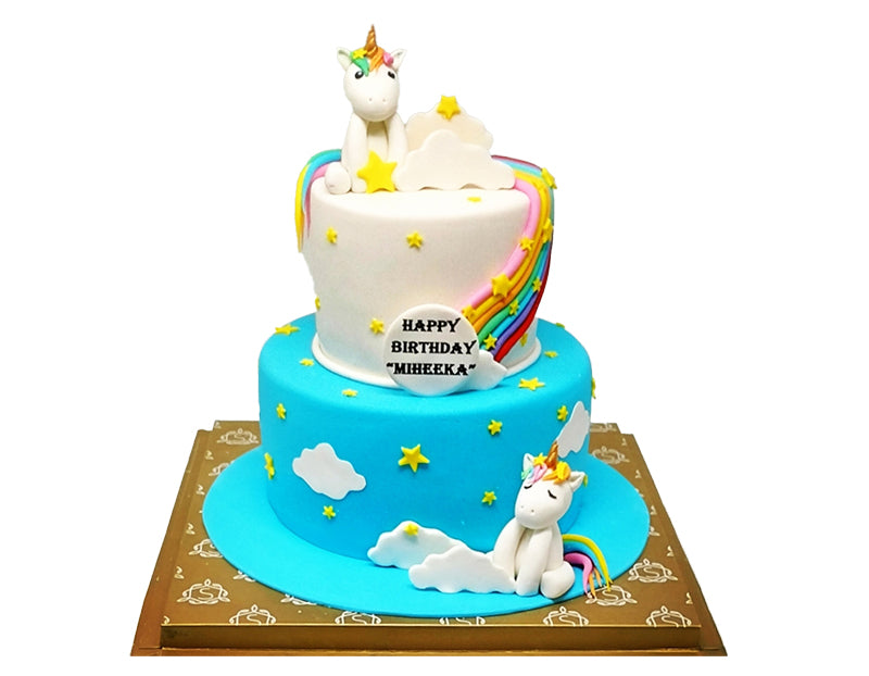 2 Tier Unicorn Rainbow Cake