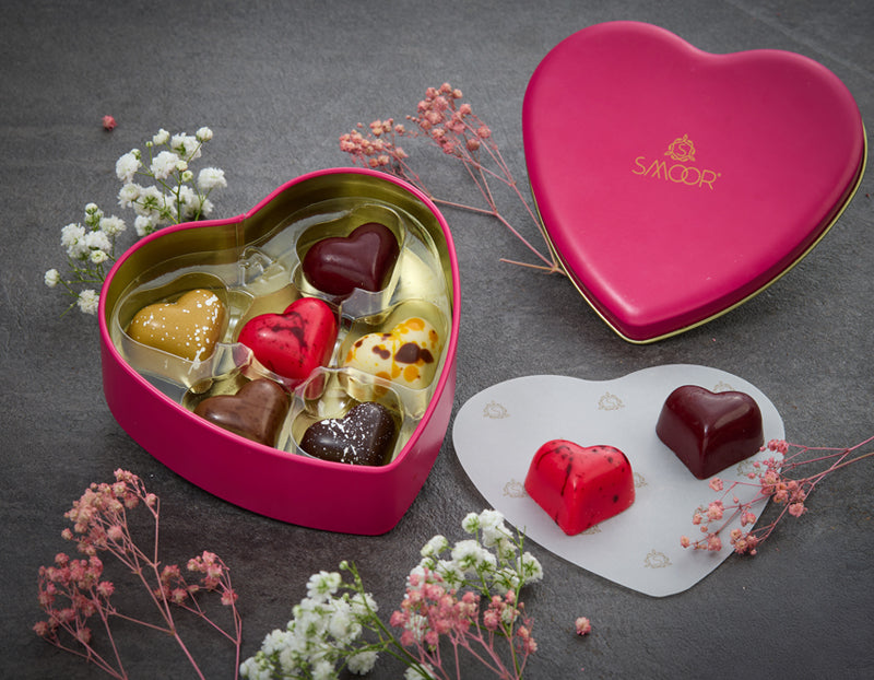 Heart shape Praline tin - pack of 6