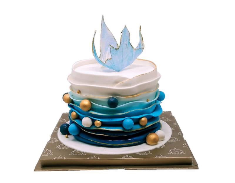 Teal Ombre Ruffle Cake - Smoor