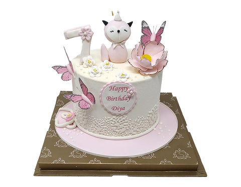 Cat and Butterfly theme Cake